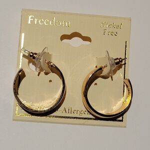 Freedom Nickel Free Gold Tone Hoop Earrings